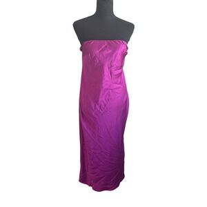 The Drop Womens Magenta Pink Satin Midi Tube Dress Size M Resort Vacation